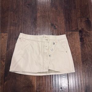 We The Free Free People White Leather Button Skort